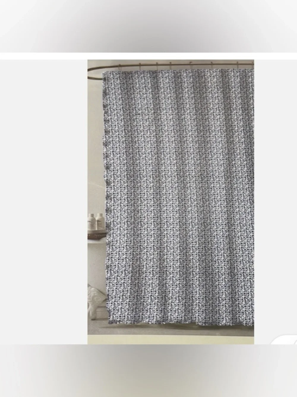 NWT Morris and Co 100% cotton gauze shower curtain-blue/white pattern “Rosehip”